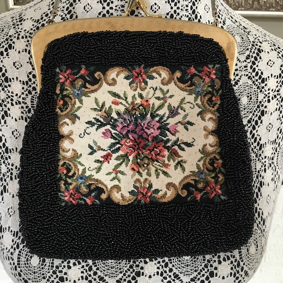 1950's vintage DuVal tapestry & hand beaded evenin