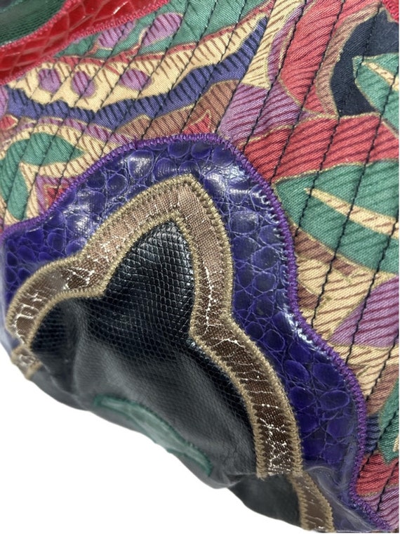 Vintage 80s multicoloured patchwork and quilted d… - image 2