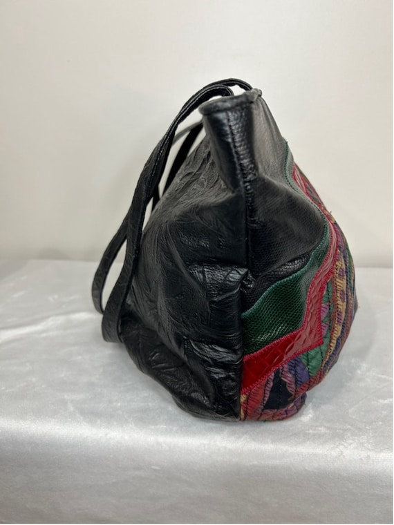 Vintage 80s multicoloured patchwork and quilted d… - image 8