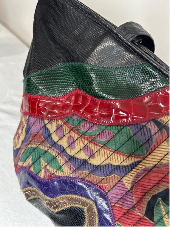 Vintage 80s multicoloured patchwork and quilted d… - image 6