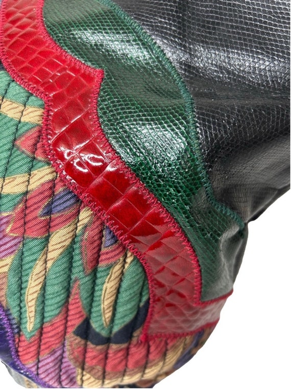 Vintage 80s multicoloured patchwork and quilted d… - image 3