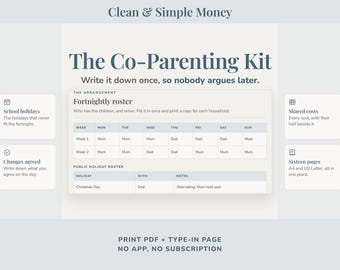 Co Parenting Planner Printable, Custody Schedule, Child Support Tracker, Divorce Binder (Digital Download)