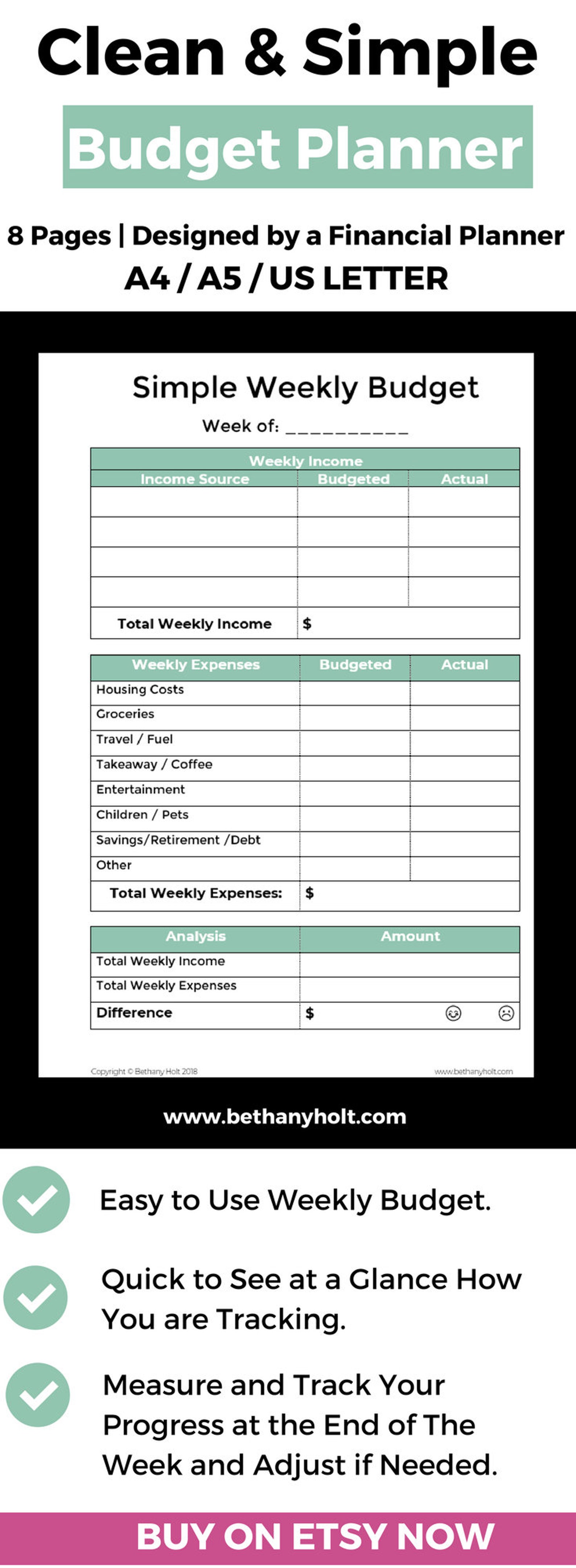 Printable Budget Budget Template Budget Planner Monthly Etsy