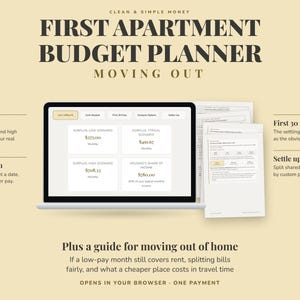 First Apartment Budget Planner, Moving Out and Rent Affordability Calculator, Bill Splitter, Digital Download