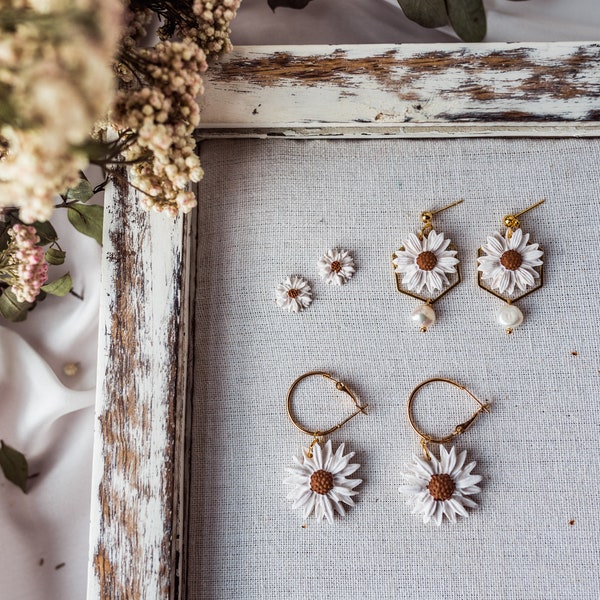 Daisy Collection — Polymer Clay Earrings, Statement Earrings, Handmade Earrings