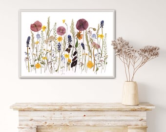 Pressed Flower Art Print: A3 Botanical Giclee Artwork