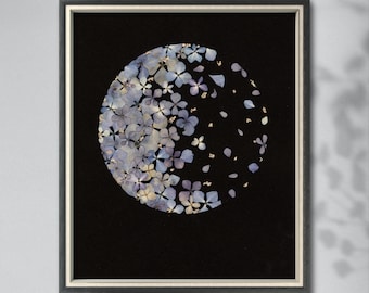 Pressed Hydrangea Art Print: Botanical A4 Artwork
