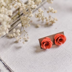 Orecchini Paper Rose - Orecchini di carta, gioielli fatti a mano, regalo di anniversario