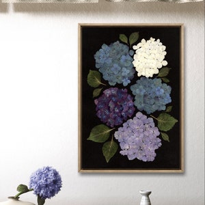 Pressed Flower Art Print A3 size, Botanical Artwork print, Pressed Flowers on black