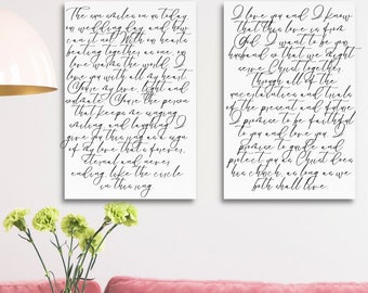 Our Vows, Custom Framed Wedding Print on Canvas, Anniversary Gift, Honeymoon Gift, Newlywed Gift, Mrs Gift, Text Vows, Calligraphy Vows