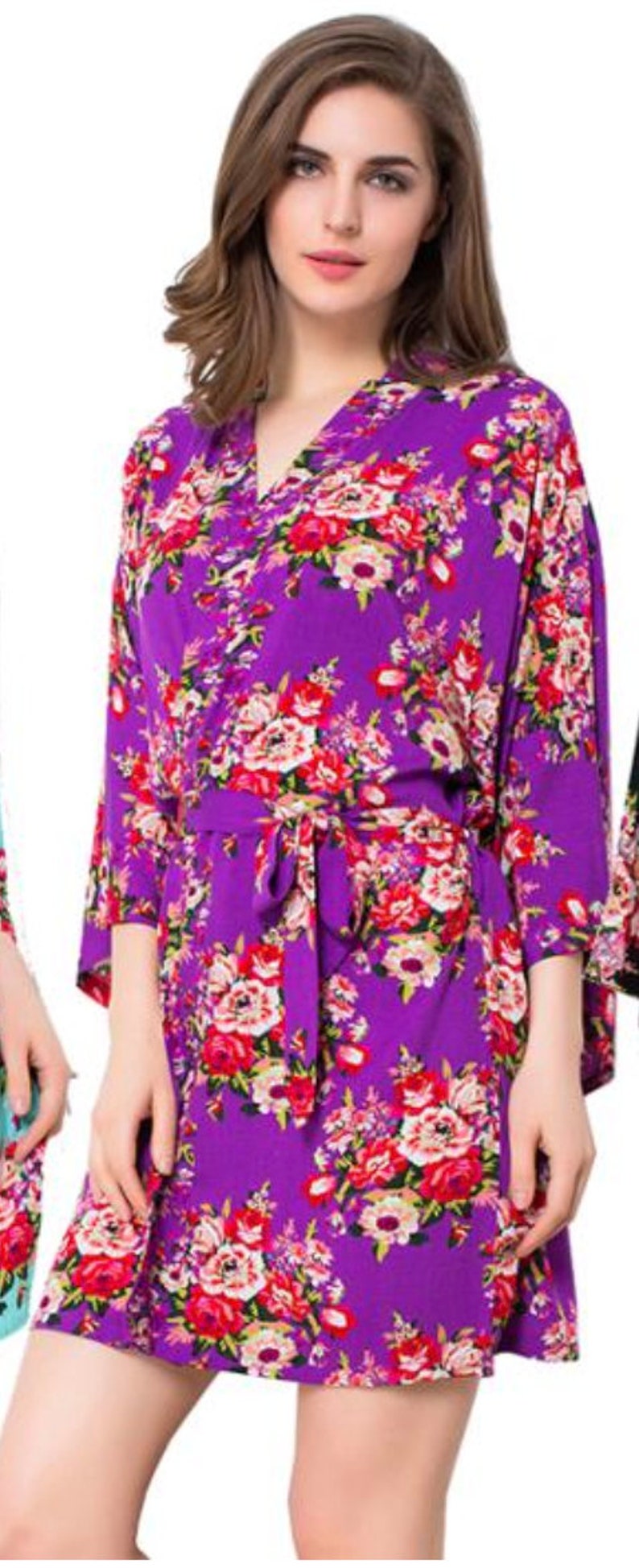 ROYAL PURPLE COTTON Floral Robes Bridesmaid Robes Cotton Etsy