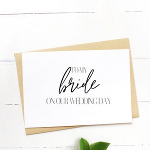 Carte de jour de mariage mariée, carte de mariée jour de mariage, à ma mariéeLe jour de notre mariage, à ma carte de mariée, cadeau de mariée de la mariée mari carte de mariage