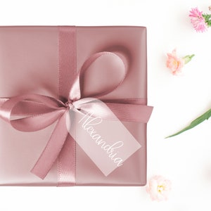 Étiquette cadeau en acrylique, boîte de proposition de demoiselle d'honneur, étiquettes de nom personnalisées, cadeaux de fête nuptiale, décor minimaliste, étiquette de nom de mariage, boîte-cadeau personnalisée, étiquette claire