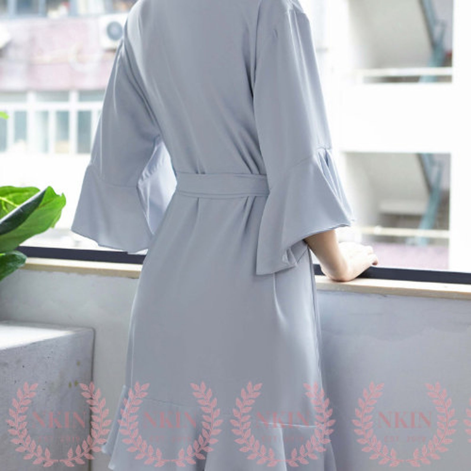 Light Dusty Blue Ruffle Bridesmaid Robe Bridesmaid Robes Etsy Canada