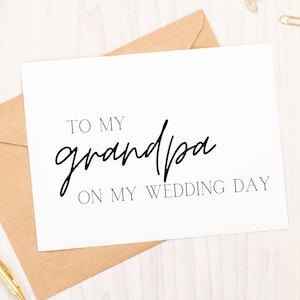 À mon grand-père sur ma carte de jour de mariage, carte de mariage de grand-père, grands-parents de la mariée, grand-père du marié, carte de mariage faite à la main, GOB