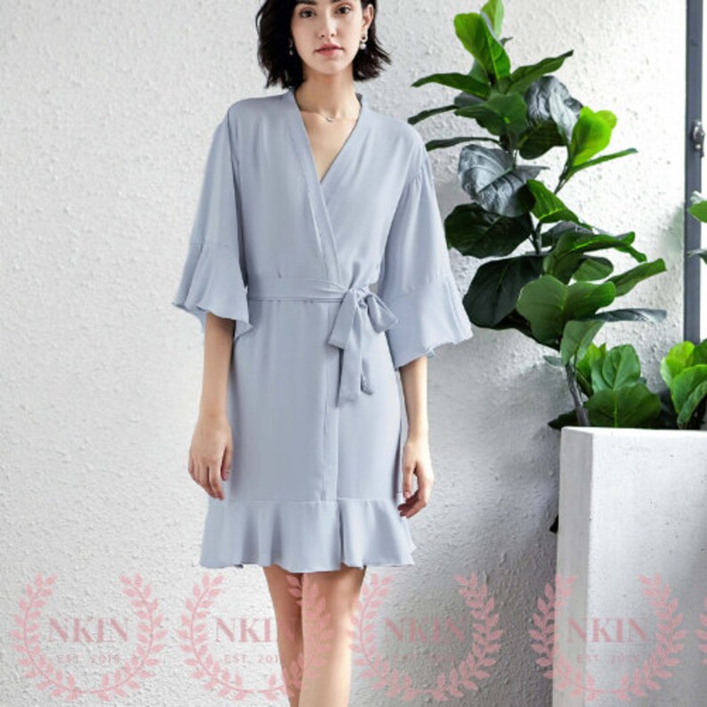 Light Dusty Blue Ruffle Bridesmaid Robe Bridesmaid Robes Etsy Canada