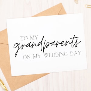 À mes grands-parents sur ma carte de jour de mariage, carte de mariage de grands-parents, grands-parents de la mariée, cartes faites à la main, suite de mariage faite à la main, GOB