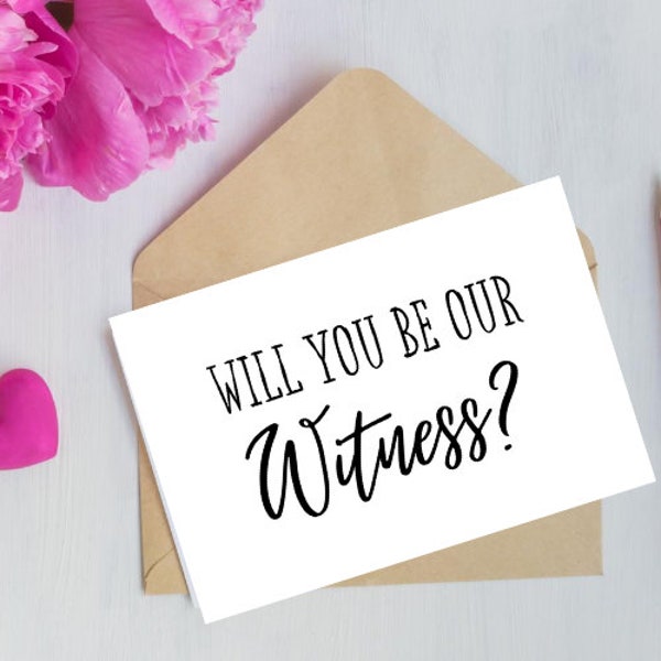 Will you be our witness, witness Card, micro wedding, witness in a wedding, witness gift,  gift for a witness, small wedding, postponed