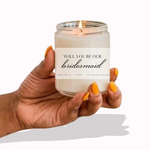 Personalized Scented Candle – Custom Label Candle, Bridesmaid Gift, Bridal Party Proposal Budget, Customizable Candle Gift, Bridesmaid Gift