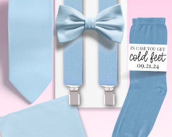 Custom Cloud Groomsmen Set Light Blue Customizable Wedding Party Attire Light Blue Groomsmen Gift Ideas Personalized Necktie Adult Wedding