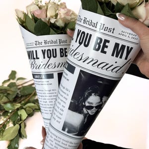 Carta da regalo personalizzata con fiori di giornale – Carta da regalo personalizzata per bouquet con testo e foto, carta da regalo per bouquet da sposa, carta da regalo per damigelle d'onore