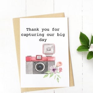 Photographer Gift Thank You Card, Wedding Vendor Gift Appreciation, Vendor Thank You Ideas, Card for Photographer Simple Note Wedding Day