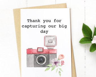 Photographer Gift Thank You Card, Wedding Vendor Gift Appreciation, Vendor Thank You Ideas, Card for Photographer Simple Note Wedding Day