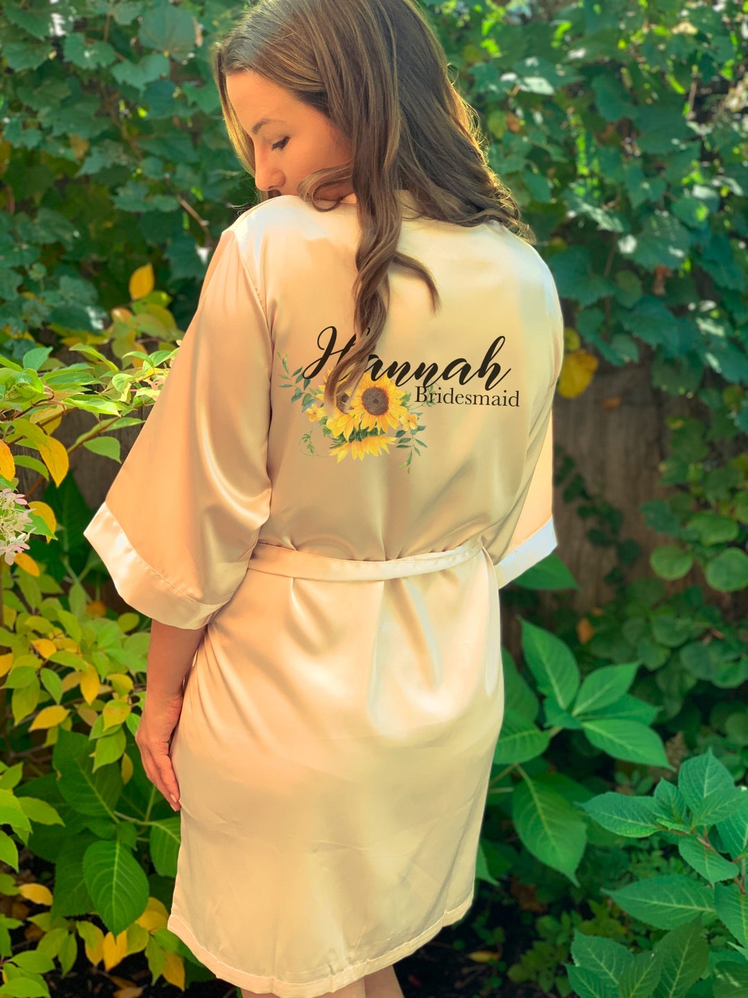 Sunflower Bridesmaid Robes Lace Robes Bridal Robes Bride Etsy