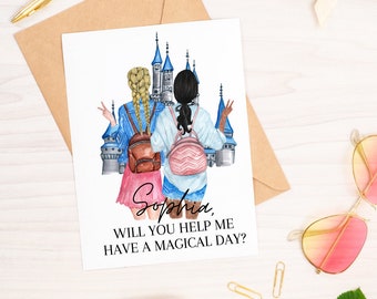 Magical Bridesmaid Card, bridesmaid card, bridesmaid proposal card, personalized, wedding card, Theme Park Inspired Wedding, Magic Inspired