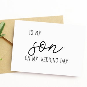 À mon fils le jour de mon mariage, carte de mariage pour fils, notes du jour du mariage des parents, cadeau au fils, idées du jour du mariage pour le fils, manuscrit