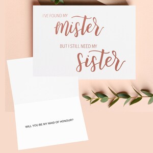 Willst du meine Ehrdame sein, ich habe meinen Mister gefunden jetzt brauche ich meine Schwester, Rose Gold Folien Brautjungfer Vorschlag, Brautjungfer Vorschlag, Rosegold