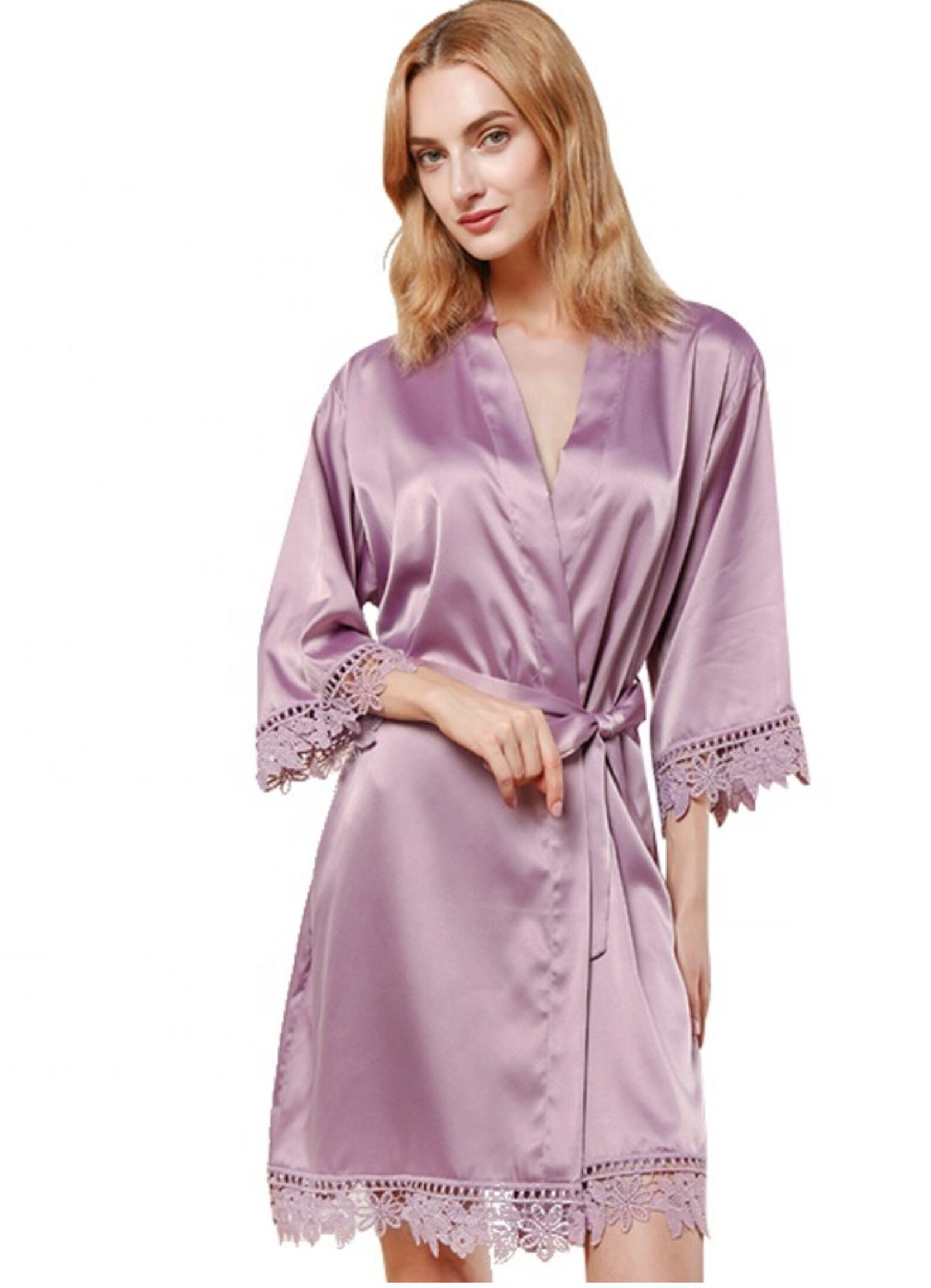 MAUVE CHUNKY LACE Satin Lace Robes Lace Bridesmaid Robes Etsy