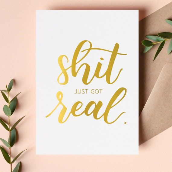 Congratulations Shit Just Got Real M/F Greeting Card Wedding Funny 