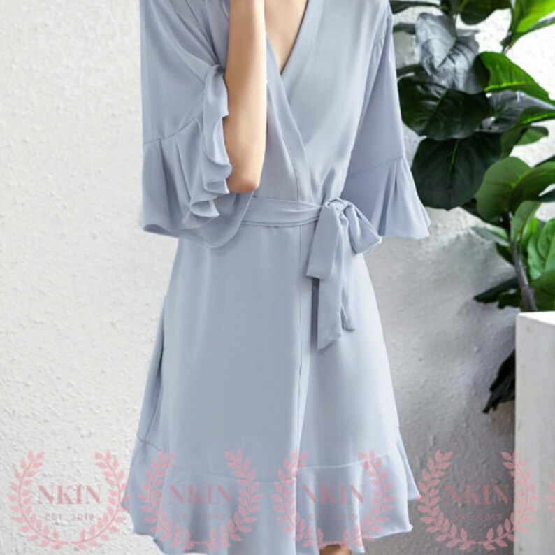 Light Dusty Blue Ruffle Bridesmaid Robe Bridesmaid Robes Etsy Canada
