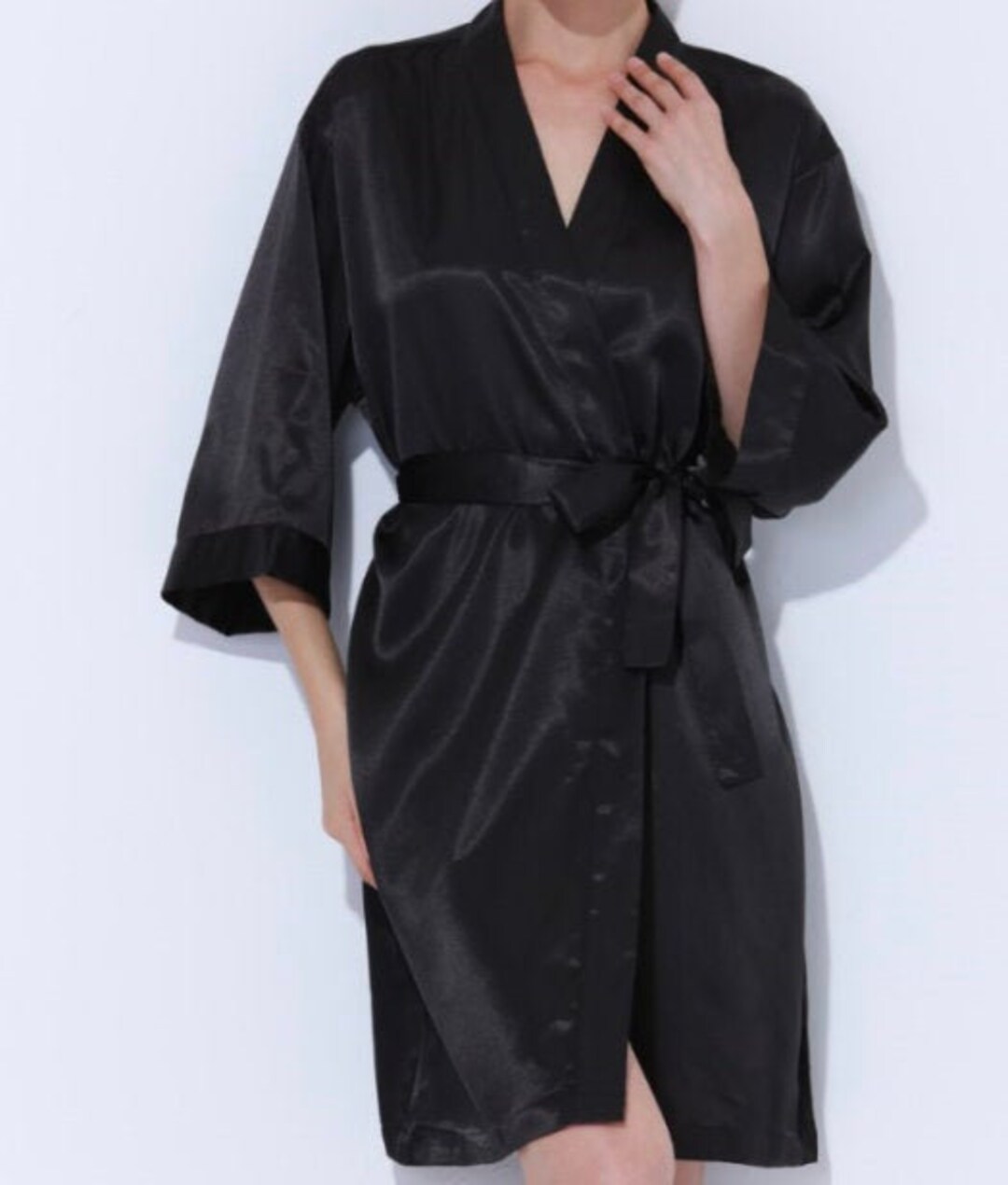 BLACK Satin Robe Bridesmaid Robes Bridal Robes Black Etsy Canada