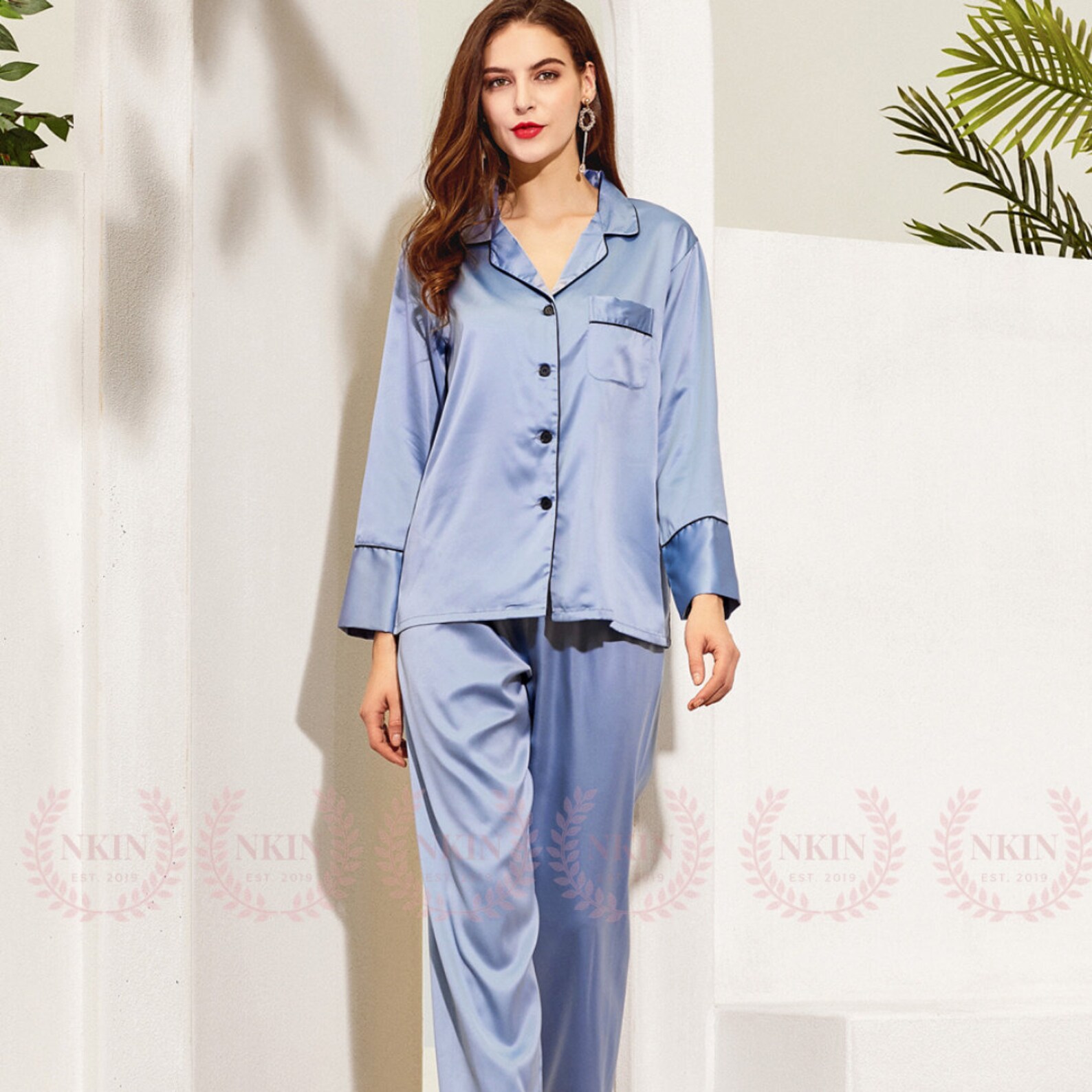 Womenâs Topshop Kourtney Butterfly Print Satin Short Pajamas, Size Medium - Blue | Fashion Gone 