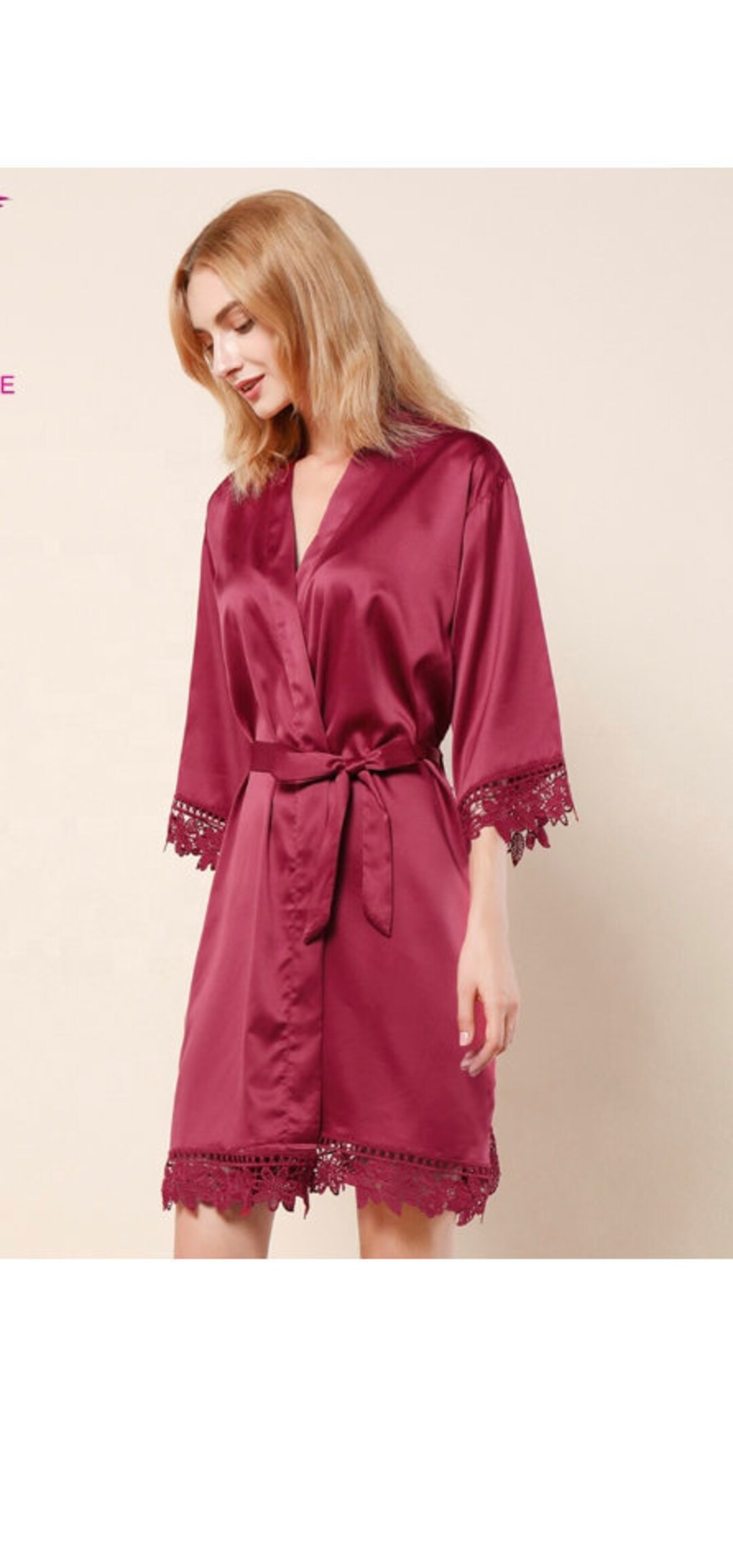 BURGUNDY Bridesmaid Robes Burgundy Chunky Lace Satin Lace Etsy