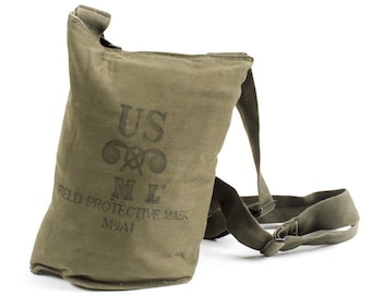 Authentic US M9A1 Gas Mask Bag 11.5" x 9" x 3.5 Adjustable Shoulder Strap