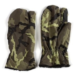 Czech Army Surplus Trigger Finger Mittens: Fleece Lined 95 Camo