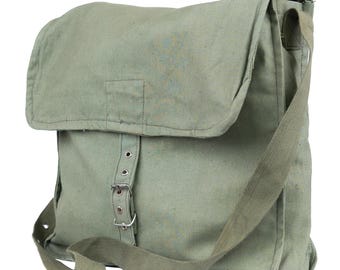 Vintage Bulgarian Army Haversack, Cold War Olive Canvas Shoulder Bag, Warsaw Pact Messenger Satchel