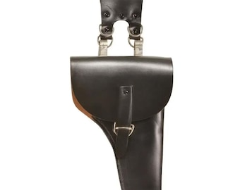 Authentic Italian Army Leather Belt Holster Vintage 1980s Surplus Holster for Beretta 92FS & Large-Frame Pistols, Right-Hand