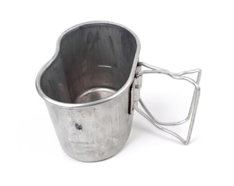 Original French army canteen cup mug mess Aluminum pot bushcraft army issue surplus