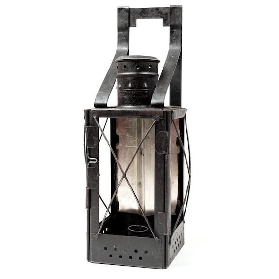 Vintage Soviet Railroad Lantern. USSR the 1950's. Soviet Memorabilia. Black industrial lantern