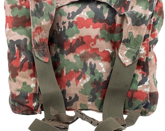Vintage Swiss Army M70 Rucksack, Alpenflage Camo Canvas Daypack, Cold War Surplus