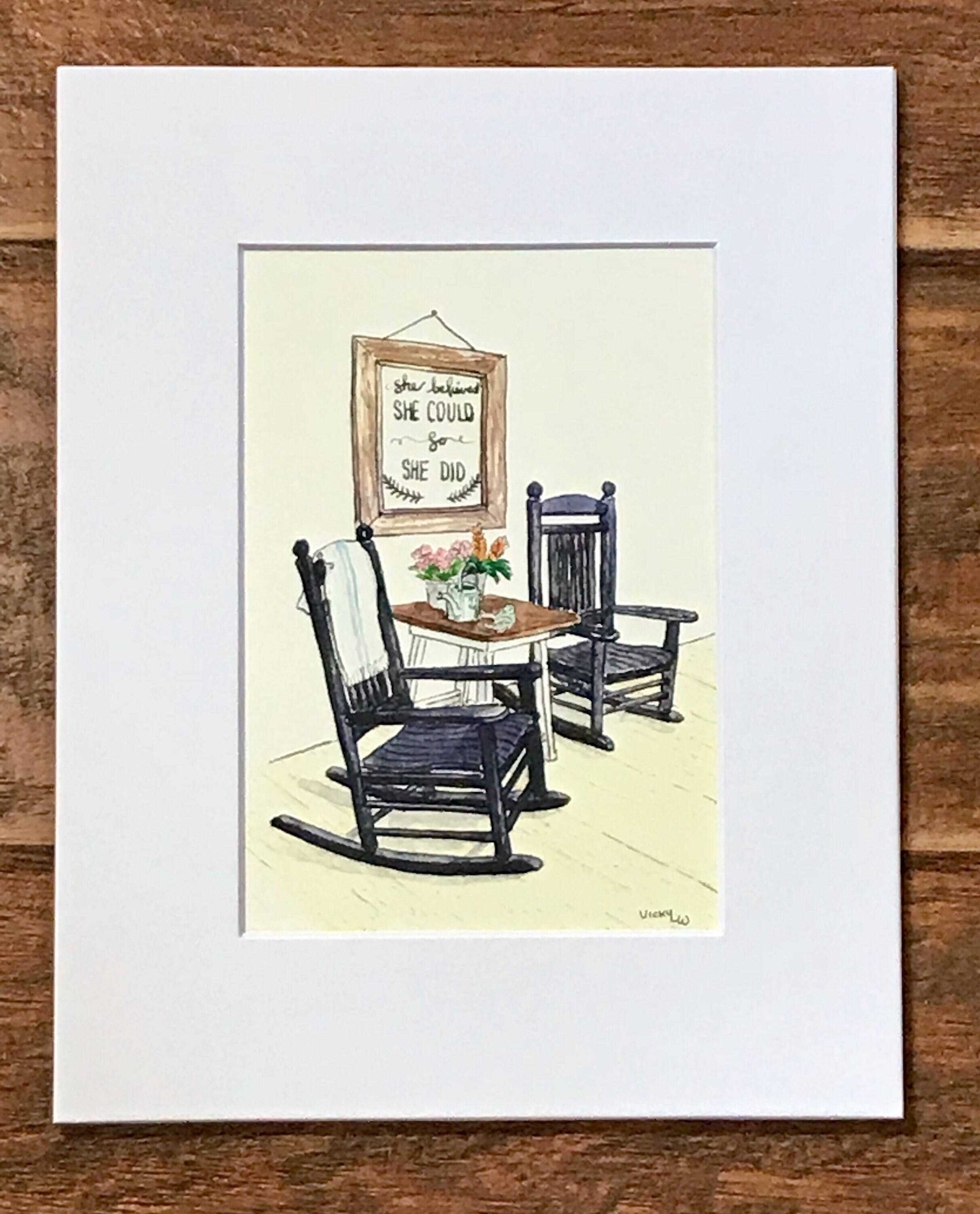 Rocking Chairs on Porch art print Etsy
