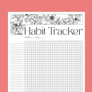 Habit Tracker Printable Monthly Habit Tracker Template, 30 Day Habit Challenge, Digital Habit Tracker Instant Download PDF, Goal Tracker