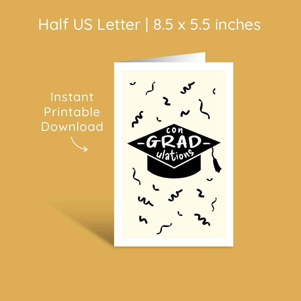 Half Graduation Card Graduation Card Printable Instant Downloadable Blank Card for Graduate ...