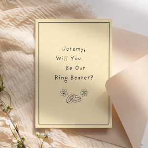Plantilla de Canva de tarjeta de propuesta de portador de anillos y propuesta de niña de las flores personalizada editable / Tarjeta de portador de anillos / Tarjeta "¿Quieres ser mi niña de las flores?"