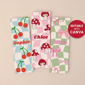 EDITABLE Custom Bookmarks Canva Personalized DIY Bookmark Printable Aesthetic Book Mark Gift for Her Customizable Instant Digital Download