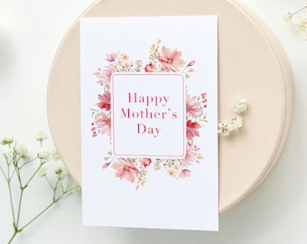 Mother's Day Card Blank Printable Instant Downloadable Card for Mom Grandma Wife | Blank Happy Mothers Day Half US Letter Printable Card